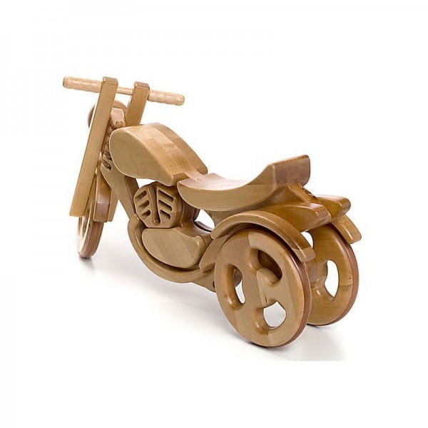 Wheel away solid wood ride-on combination motorbike