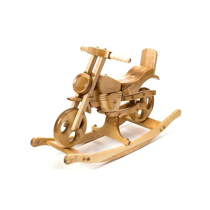 Chopper wooden rocking bike for active kids. Hand-crafted toy.