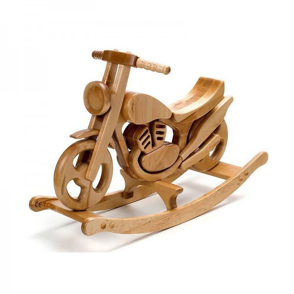 Natural solid wood rocking bike