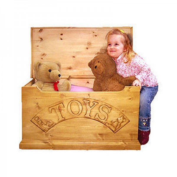 Solid wooden toy storage box for kids