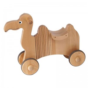 2 in 1 rock and ride-on wooden toy camel with wheels