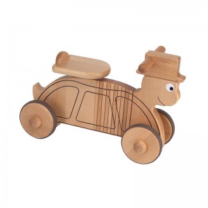 2-in-1 combi rocking and ride-on turtle in natural finish